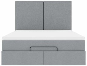 Estrutura cama otomana colchão 140x200cm tecido cinzento claro