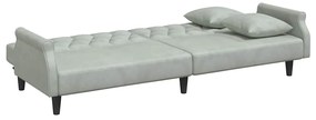 Sofá-cama com apoio de braços veludo cinzento-claro