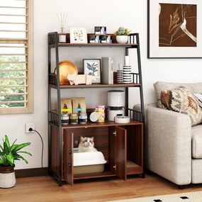 Móvel ocultos para gatos com estação de carregamento integrada tapete arranhador e casa de banho para animais de estimação 80 x 40 x 132 cm castanho