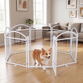Vedação para Cães de 8 Painéis, 480 x 81 cm, Dobrável, Branco