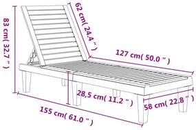 Espreguiçadeira 155x58x83 cm polipropileno castanho-claro