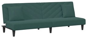2 pcs conjunto de sofás com almofadas veludo verde-escuro