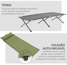 Outsunny Cama de Campismo Dobrável 3 em 1 Cama de Campismo Elevada com