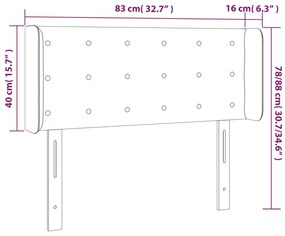 Cabeceira de cama c/ abas veludo 83x16x78/88 cm cinzento-claro