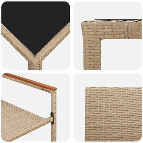 Conjunto de Jantar de Jardim com 9 Peças em Rattan Beige