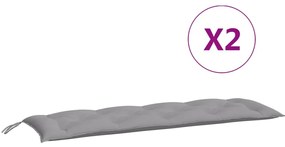 Almofadões banco jardim 2 pcs 150x50x7cm tecido oxford cinzento