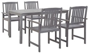 5 pcs conjunto de jantar para exterior acácia maciça cinzento