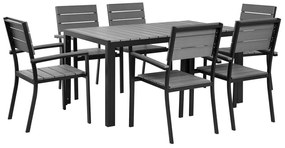 Conjunto de jardim em alumínio cinzento com mesa de 150 cm e 6 cadeiras COMO Beliani