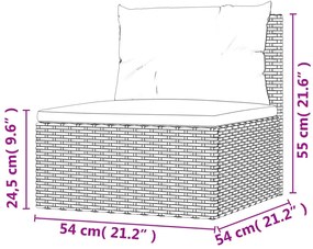 7 pcs conjunto lounge de jardim c/ almofadões vime PE preto