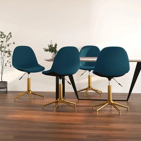 vidaXL Cadeiras de jantar giratórias 4 pcs veludo azul