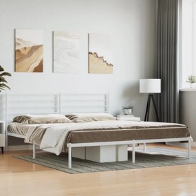 Estrutura de cama com cabeceira 193x203 cm metal branco