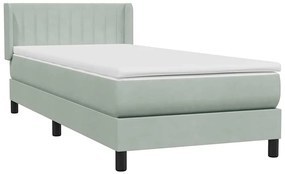 Cama com molas/colchão cinzento-claro 80x220 cm veludo