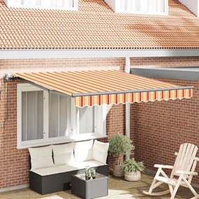 vidaXL Toldo Retrátil Amarelo e Laranja 350 x 250 cm Tecido e Alumínio