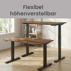 Secretária elétrica com altura ajustável, 180 x 80 x (72-120) cm função de memória castanha