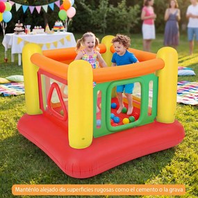 Parque Infantil Insuflável 3 em 1, 160 x 160 x 125 cm, PVC Reforçado, Multicolor 1