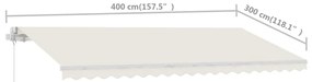 Toldo retrátil manual independente 400x300 cm cor creme