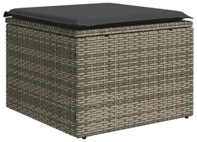 6 pcs conjunto sofás de jardim com almofadões vime cinzento