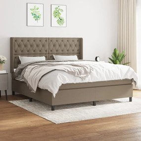 vidaXL Cama com molas/colchão 160x200 cm tecido castanho-acinzentado