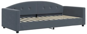 Sofá-cama c/ gavetão e colchões 90x200cm veludo cinzento-escuro