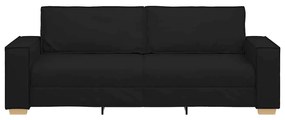 Sofá de 3 lugares preto 180 cm tecido