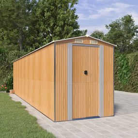 vidaXL Abrigo de jardim 192x772x223 cm aço galvanizado castanho
