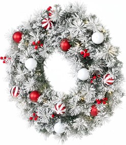 Grinalda de Natal Luminosa, 60 x 60 x 12 cm, 50 LED com 8 Modos, Verde