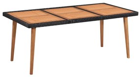 7 pcs conjunto de jantar para jardim vime PE preto e castanho