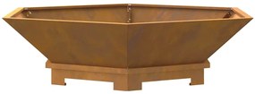 Fogueira Hexagonal vidaXL 100x100x28 cm Aço Envelhecido