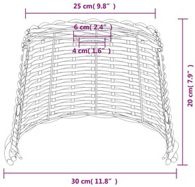 Abajur de teto Ø30x20 cm vime castanho