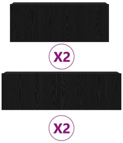 Conjunto de Estante para TV 4 Peças VidaXL Preto Madeira Engineered