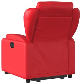 Poltrona reclinável elevatória elétrica couro artif. vermelho