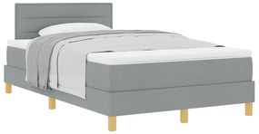 Cama Box Spring com Colchão Cinza Claro 120x190 cm Tecido