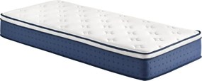 Colchão de molas ensacadas 90 x 200 x 25 cm, espuma viscoelástica com gel, firmeza média Azul