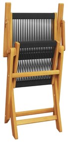 3 pcs conjunto de bistrô polipropileno/madeira maciça preto