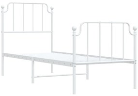 Estrutura de cama com cabeceira e pés 75x190 cm metal branco