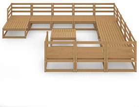13 pcs conjunto lounge de jardim pinho maciço