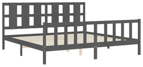 Estrutura de cama com cabeceira 200x200 cm madeira maciça cinza
