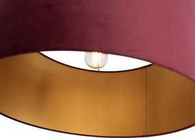 Candeeiro de pé preto ajustável com abajur vermelho e interior dourado 50cm - Editor