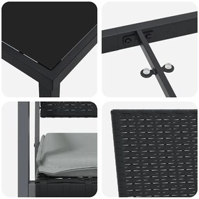 Conjunto de Jantar de Jardim com 5 Peças e Almofadas - Preto - Rattan