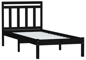 Estrutura cama pequena solteiro 75x190 cm madeira maciça preto