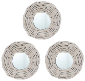 vidaXL Espelhos 3 pcs 15 cm vime branco