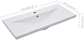 Lavatório embutido 91x39,5x18,5 cm cerâmica branco