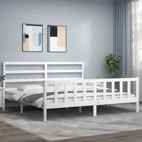 Cama sem colchão 200x200 cm madeira de pinho maciça branco