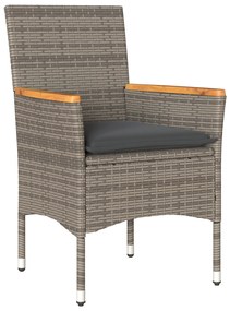 Conjunto de Jantar de Jardim vidaXL com Almofadas de Rattan Poly Cinza