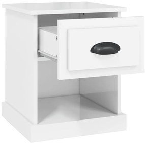 Mesas de cabeceira 2 pcs derivados de madeira branco brilhante