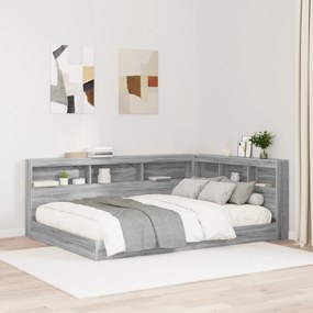 vidaXL Cama com Estante Cinza Sonoma 140x200 cm Madeira Industrial