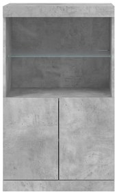 Aparador com luzes LED 60,5x37x100 cm cinzento cimento