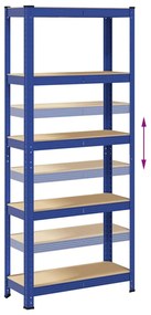 5-Layer Storage Shelf Blue Steel&amp;Madeira de engenharia