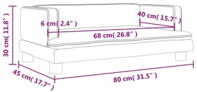 Sofá infantil 80x45x30 cm couro artificial cor creme