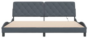 Estrutura de cama c/ luzes LED 200x200cm veludo cinzento-escuro